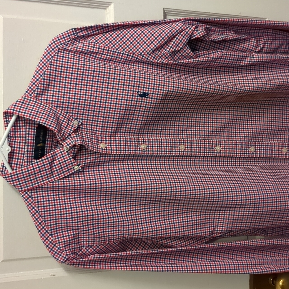 Ralph Lauren Red White And Blue Checked Button Down M Americana Patriotic